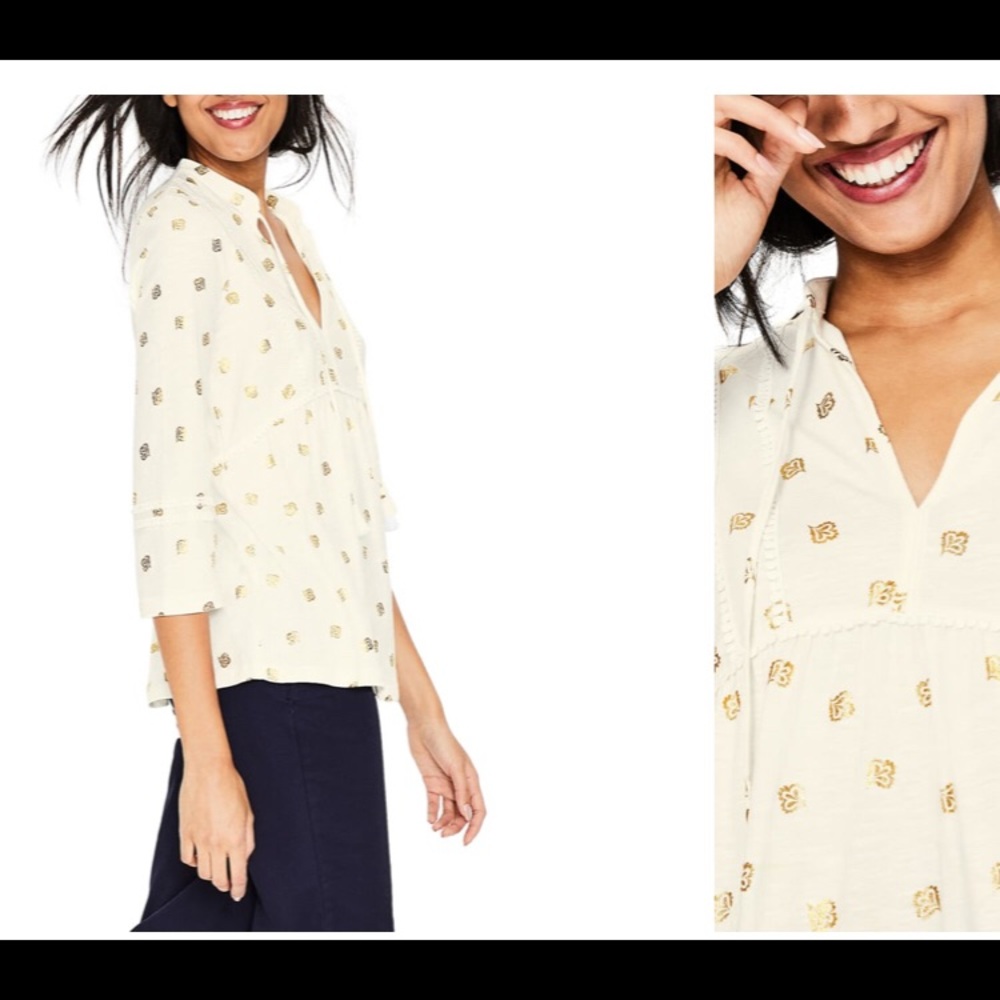 Boden ivory and gold top